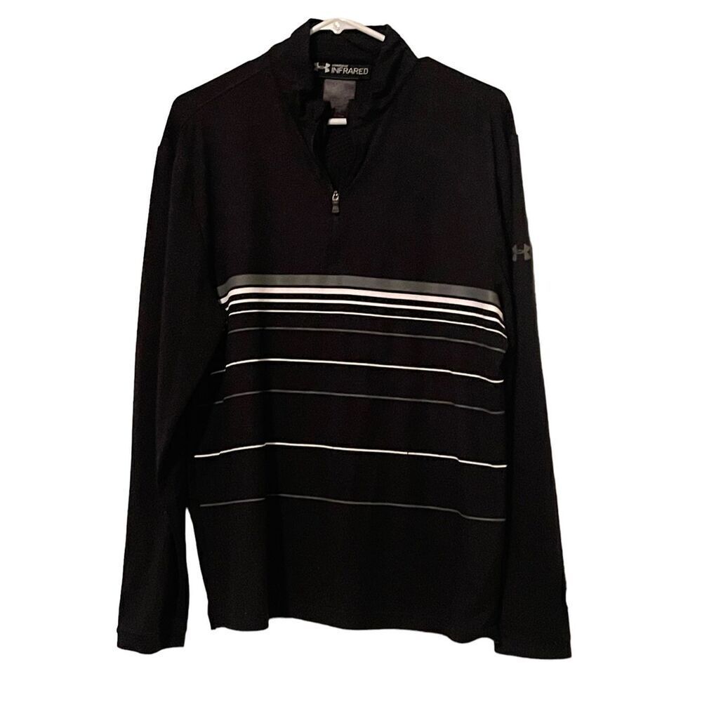 Under Armour Men's Black White Coldgear Infrared 1/4 Zip Activewear Top Small